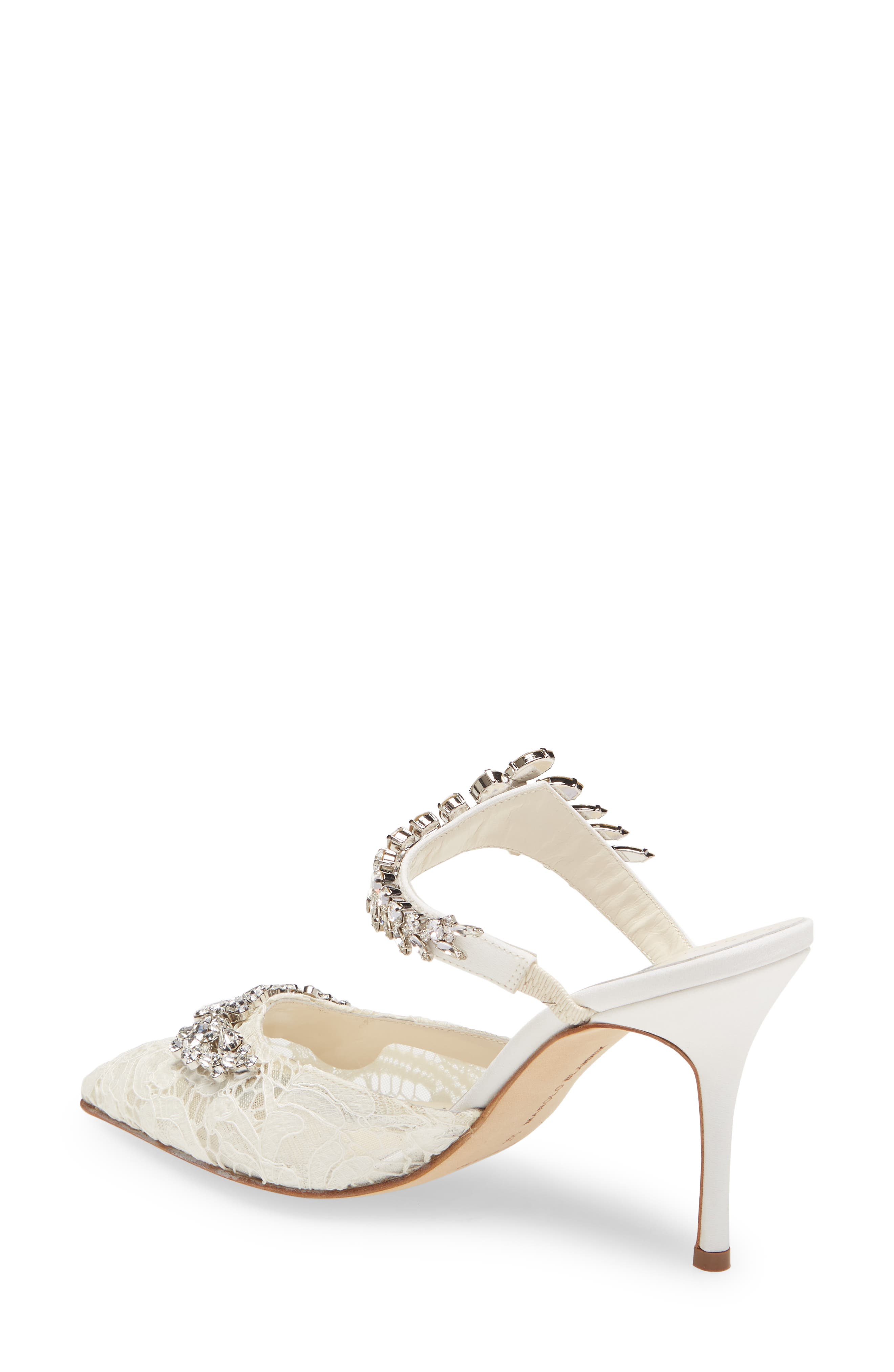 Manolo Blahnik Lurum Crystal Leaf Pointed Toe Mule, Alternate, color, 