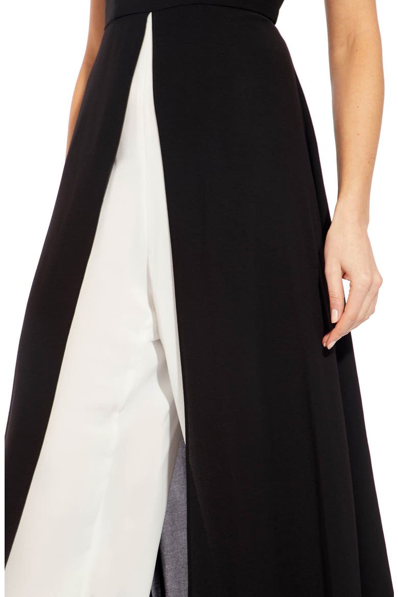 Crepe Overlay Jumpsuit, Alternate, color, BLACK/IVORY