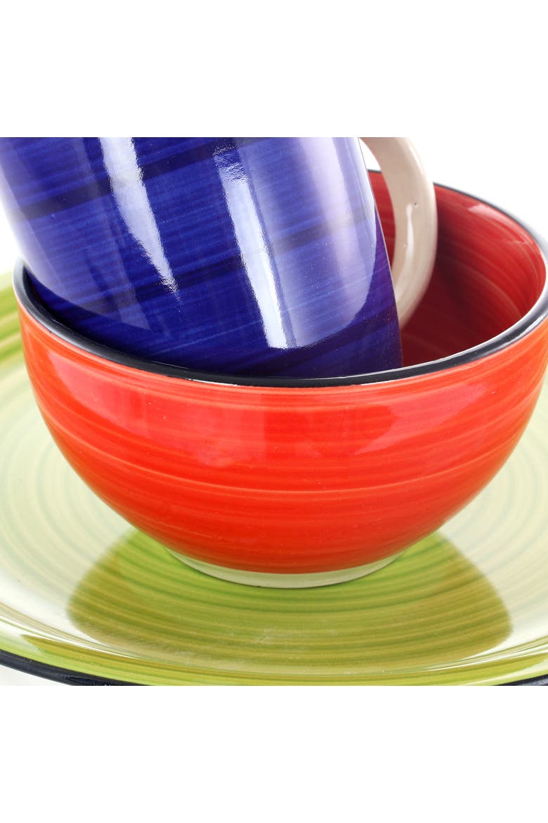 Color Vibes 12 Piece Handpainted Stoneware Dinnerware Set, Alternate, color, Yellow