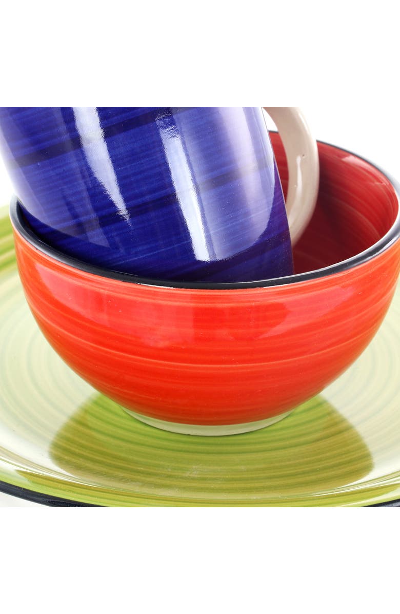 Gibson Color Vibes 12 Piece Handpainted Stoneware Dinnerware Set, Alternate, color, Yellow