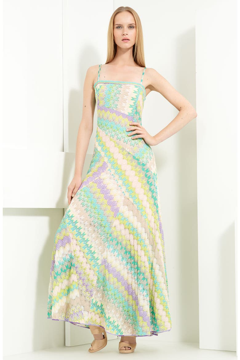 Paneled Knit Maxi Dress, Main, color, TEAL PURPLE MULTI