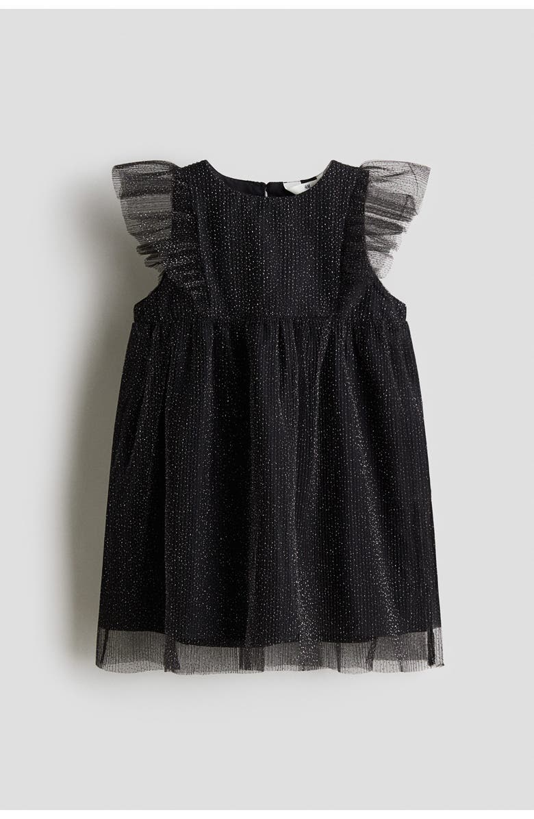 H&M Flounced Tulle Dress, Main, color, Black