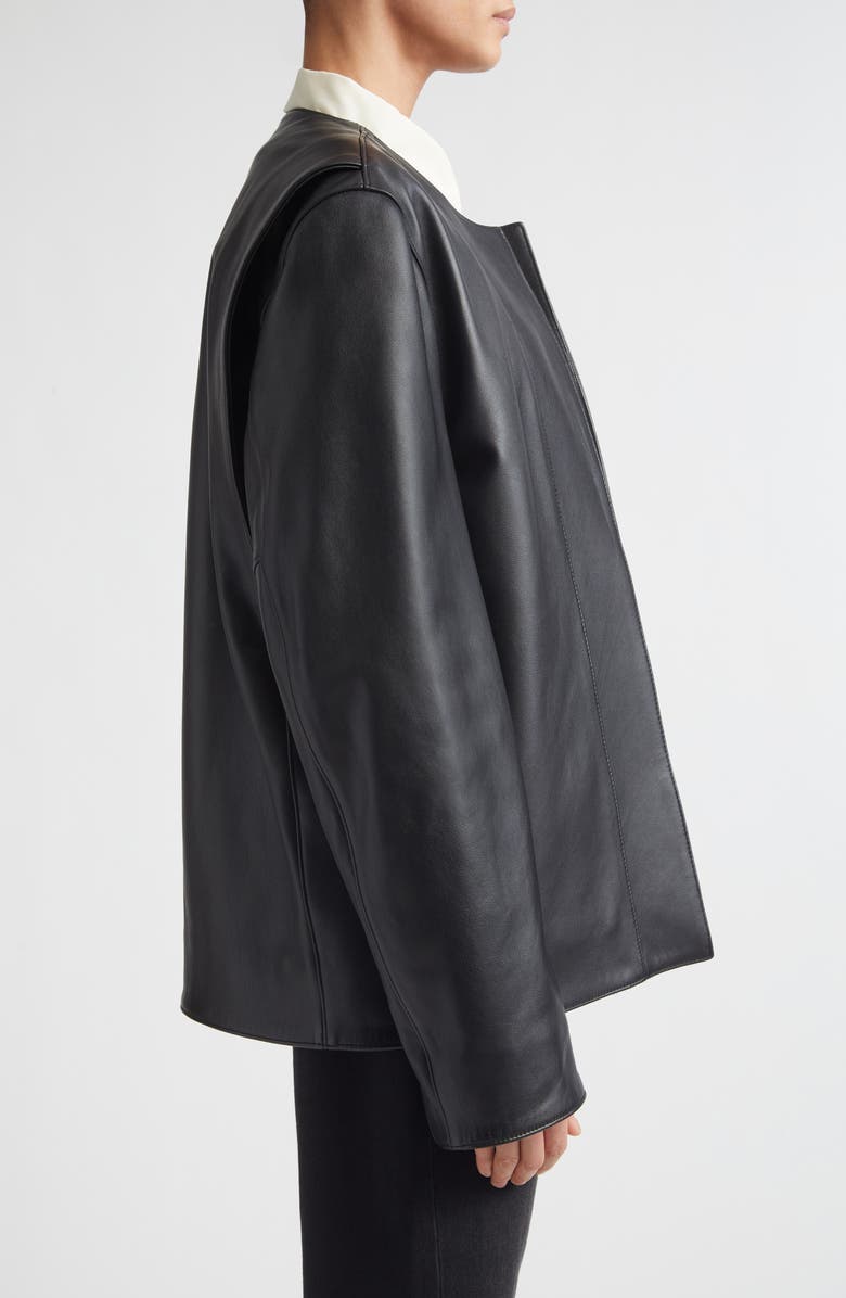 TOTEME Minimal Leather Biker Jacket, Alternate, color, Black