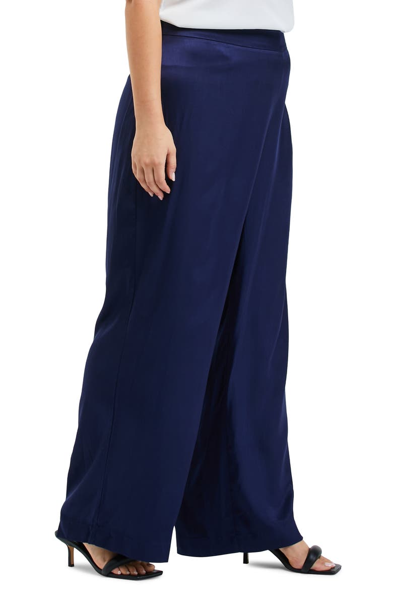Estelle Samantha Wide Leg Satin Pants, Alternate, color, Ink