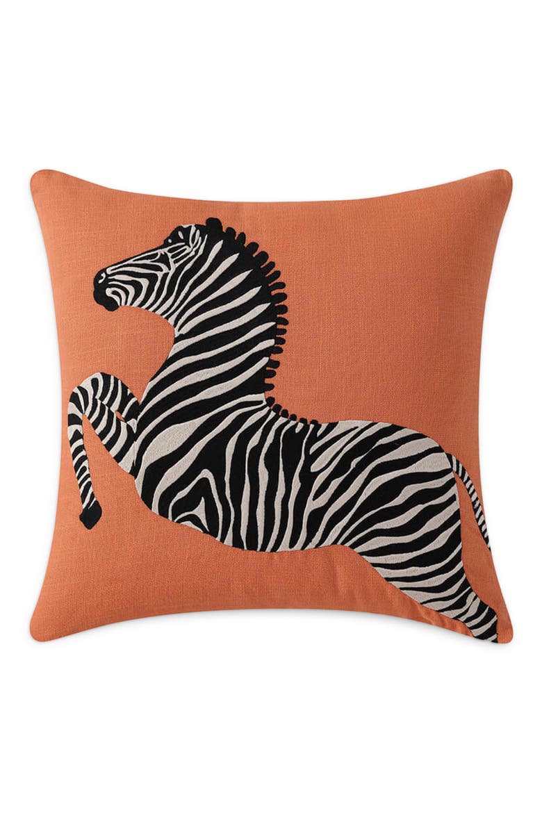 Zebra Embroidered Throw Pillow, Main, color, KOI