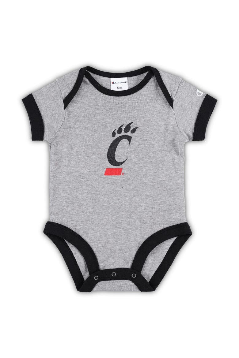 Infant Champion Black/Heather Gray Cincinnati Bearcats I Wanna Be Three-Pack Bodysuit Set, Alternate, color, Black