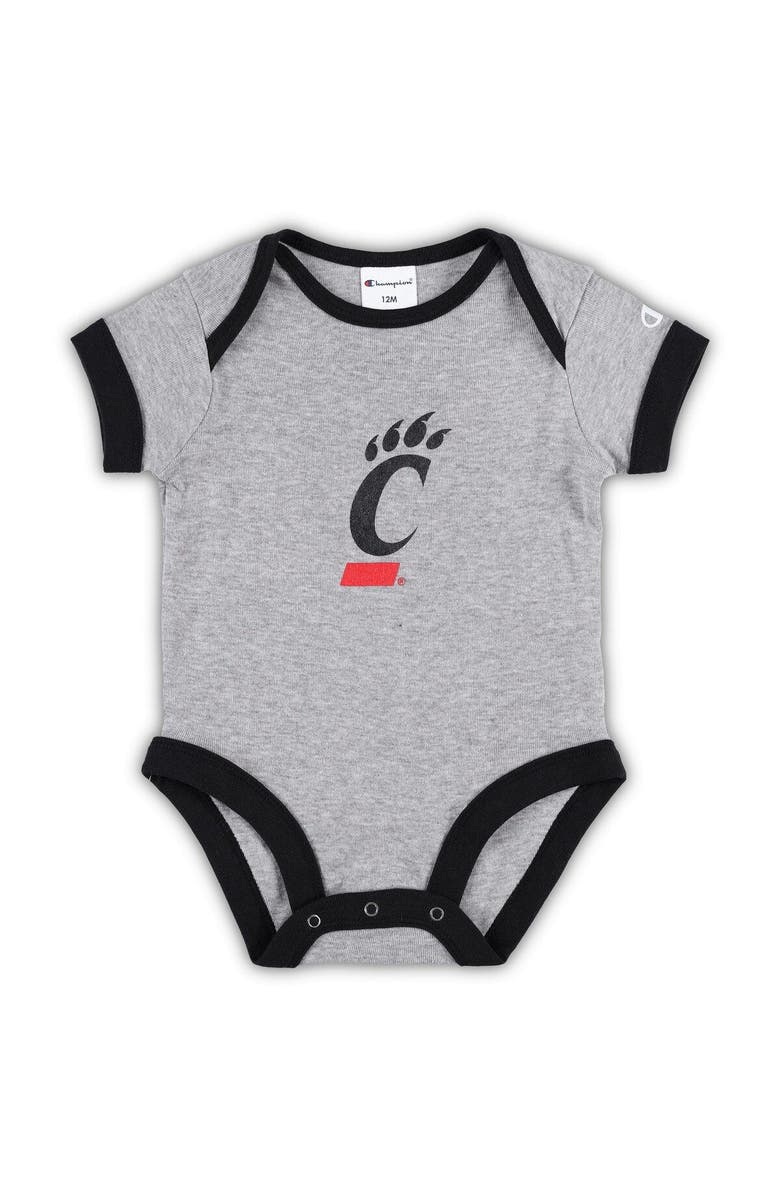 Champion Infant Champion Black/Heather Gray Cincinnati Bearcats I Wanna Be Three-Pack Bodysuit Set, Alternate, color, Black