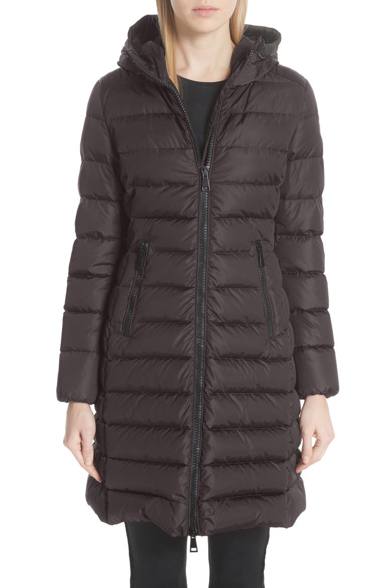 Taleve Hooded Quilted Down Coat, Main, color, GREY