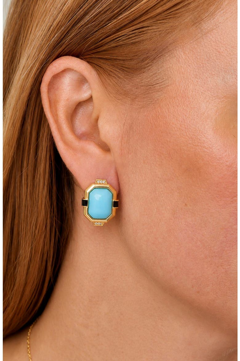 Art Deco Enamel Clip-On Earrings, Alternate, color, YELLOW