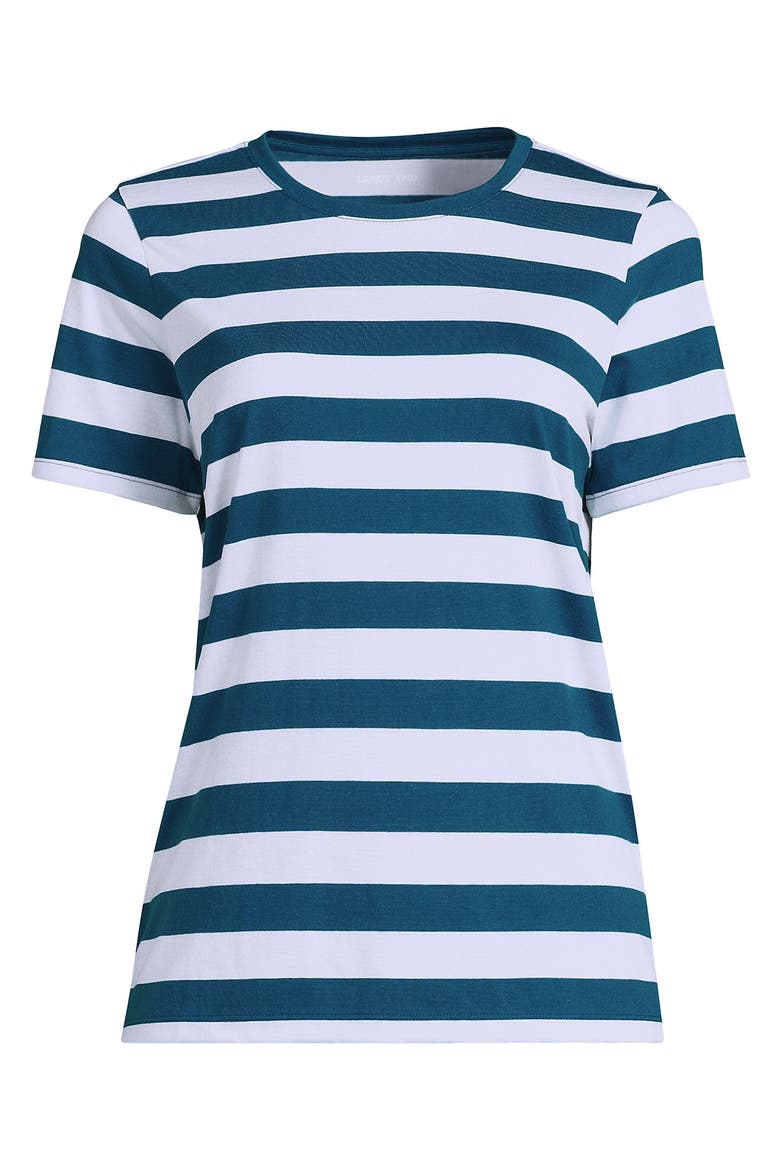 Supima Cotton Crew Neck T-Shirt, Alternate, color, Baltic Teal/Blue Bold Stripe