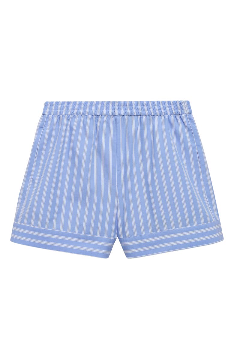 MANGO Stripe Cotton Poplin Shorts, Alternate, color, Sky Blue