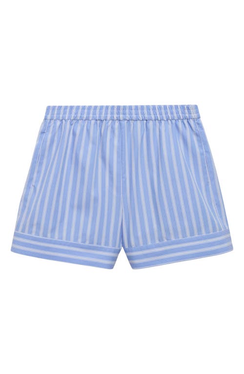 Mango Stripe Cotton Poplin Shorts In Sky Blue