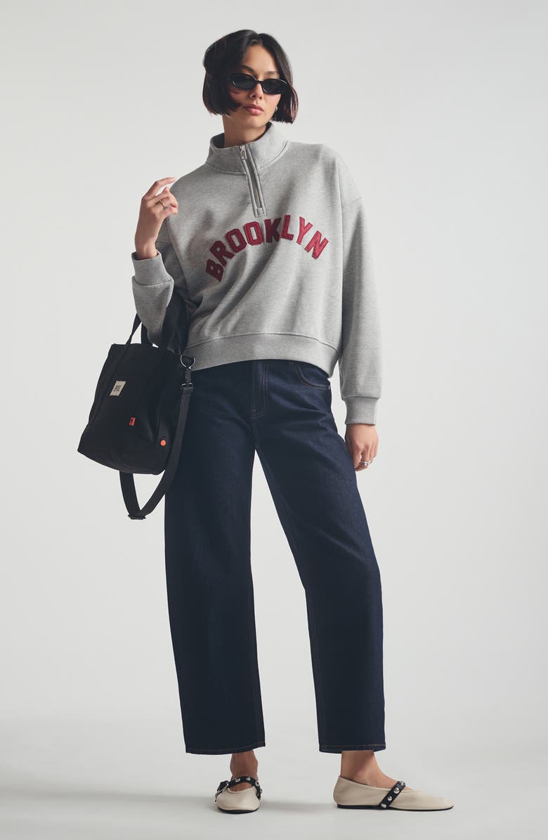 Brooklyn Industries Logo Appliqué Half Zip Sweatshirt, Alternate, color, Mid Grey Melange