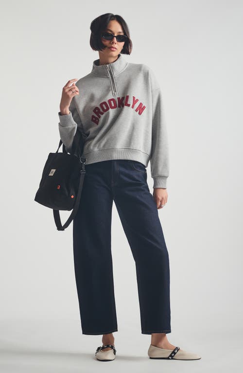 Brooklyn Industries Logo Appliqué Half Zip Sweatshirt In Gray