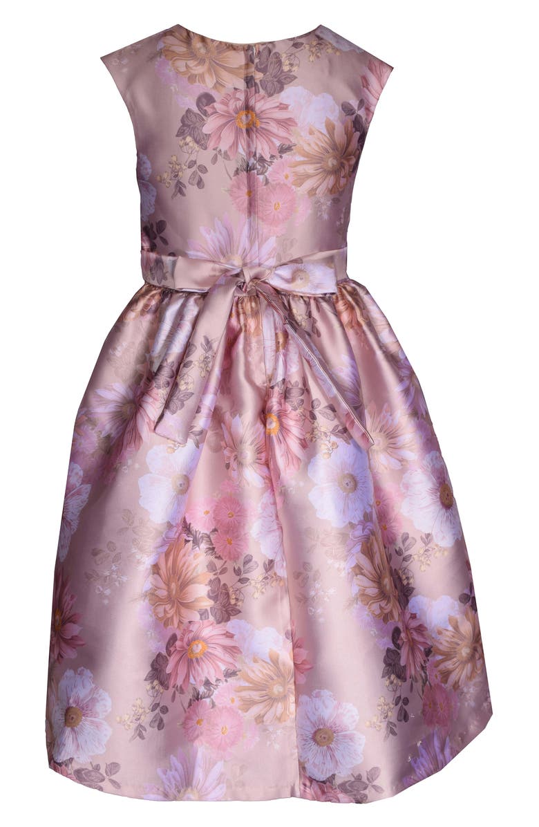 Bonnie Jean Kids' Floral Print High/Low Satin Dress, Alternate, color, 