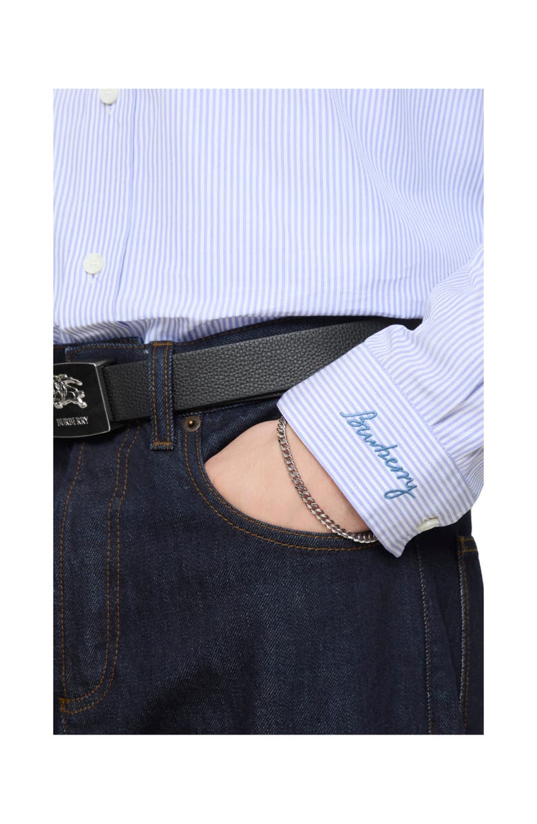 Burberry Regular Fit Striped Cotton Poplin Shirt, Alternate, color, Rain White/Brilliant Blue