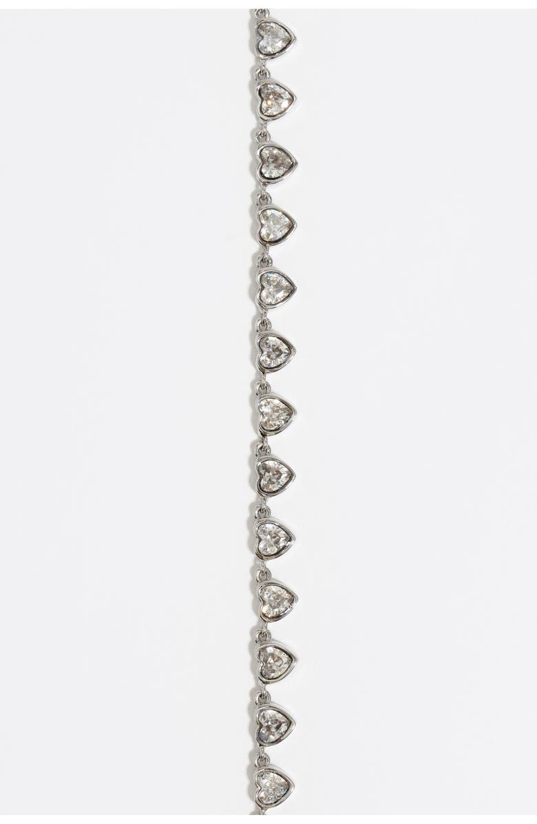 Bimba y Lola Hearts Crystals Necklace, Alternate, color, Silver