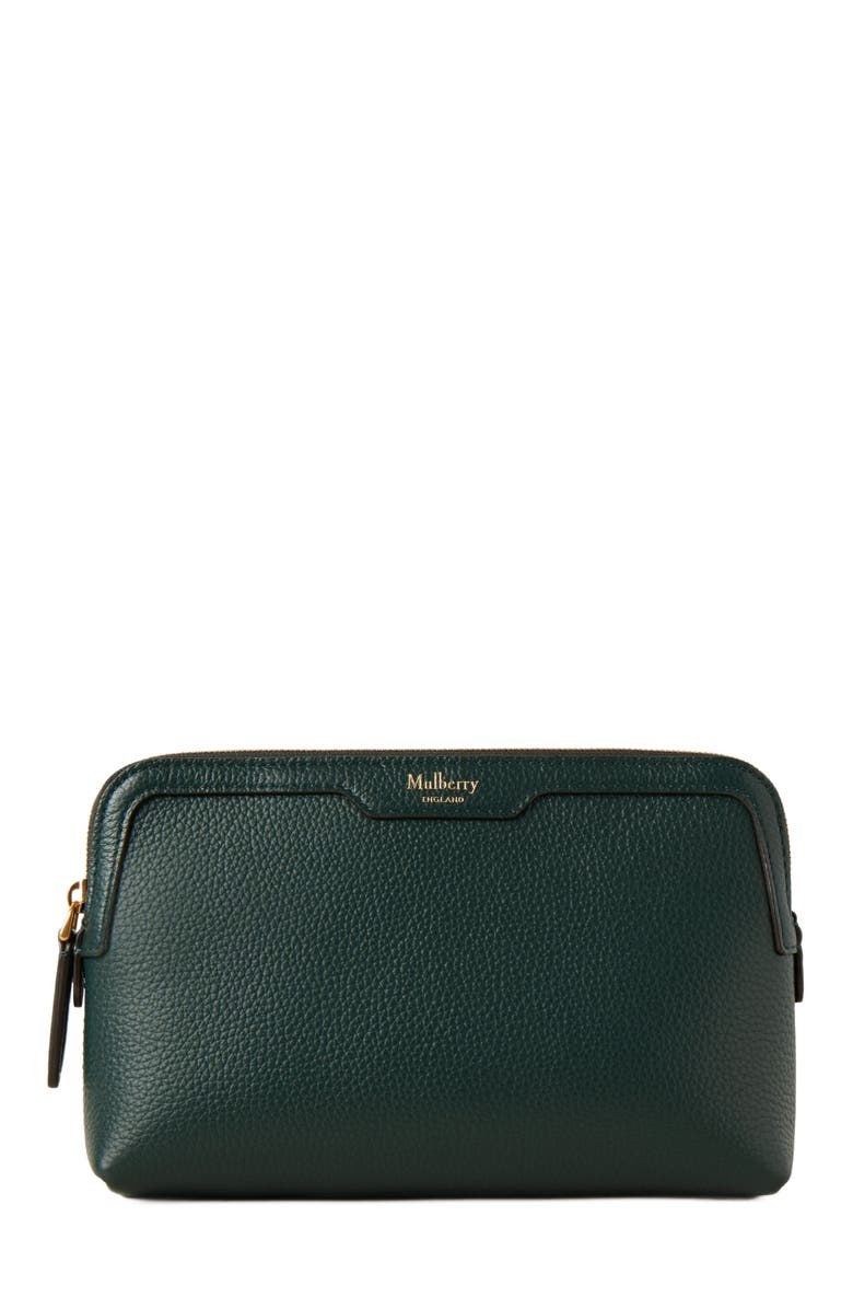 Mulberry Small Leather Cosmetic Pouch, Main, color, Mulberry Green