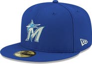 New Era Men's New Era Royal Miami Marlins White Logo 59FIFTY Fitted Hat