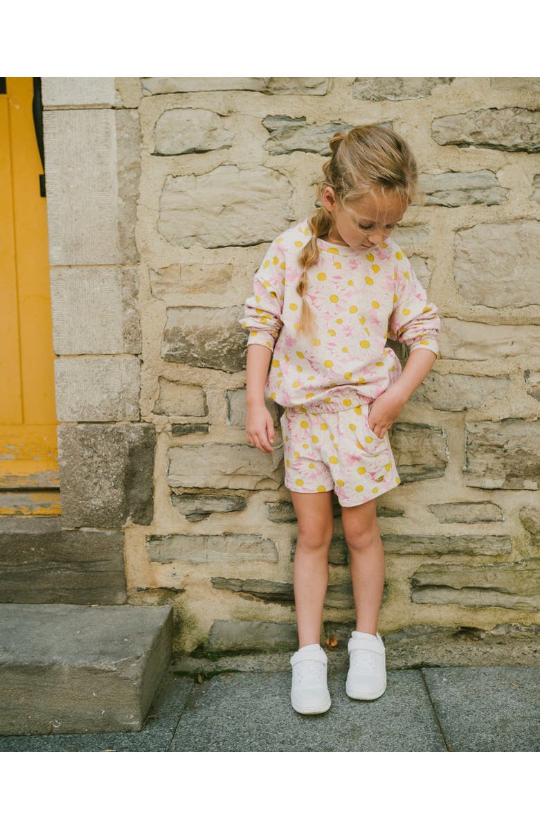 Deux par Deux French Terry Daisies Shorts, Alternate, color, Pink Printed Daisies