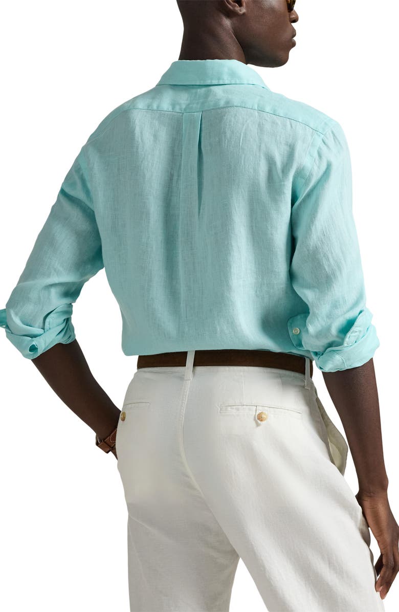 Polo Ralph Lauren Classic Fit Linen Button-Down Shirt, Alternate, color, New Aqua