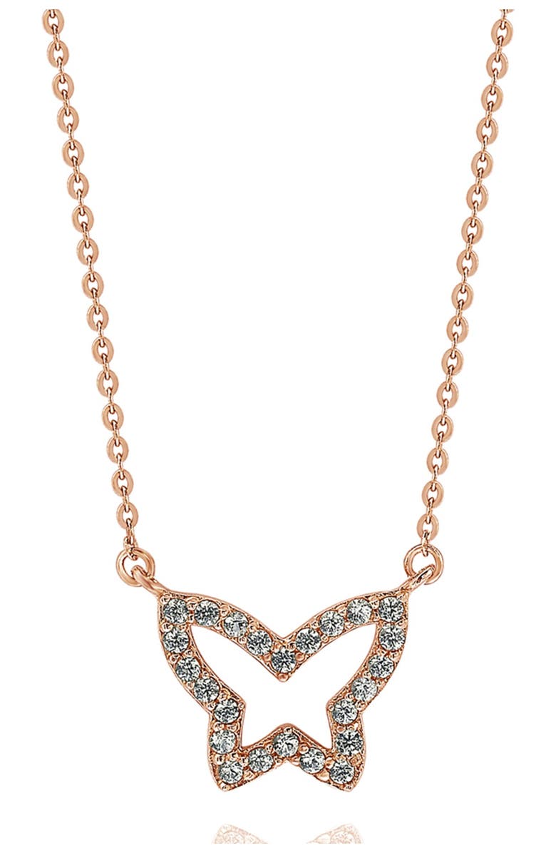 SUZY LEVIAN Diamond Butterfly Necklace - 0.30ct., Main, color, Rose