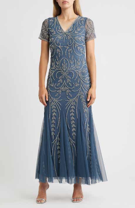 Pisarro Nights Beaded Mesh Gown