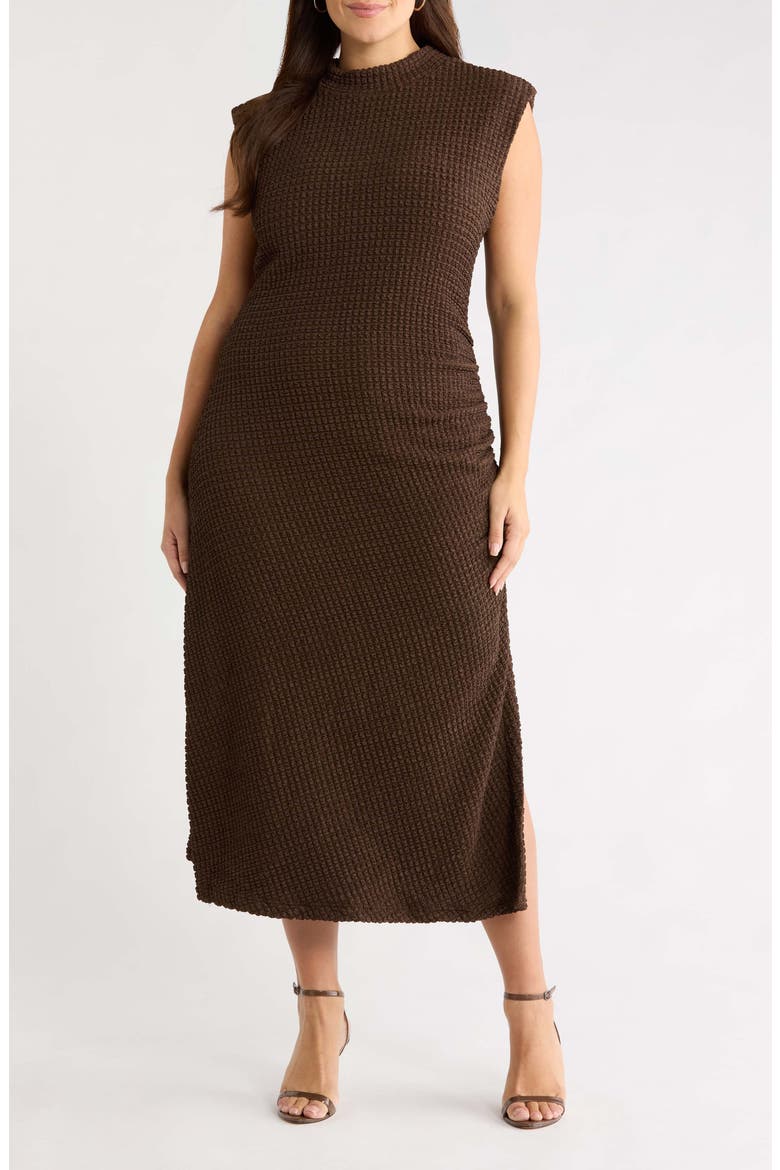Mock Neck Bubble Knit Dress, Main, color, CHOCOLATE