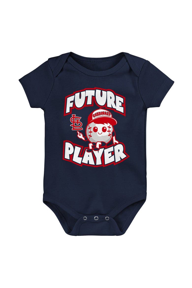 Newborn & Infant Navy/Red/White St. Louis Cardinals Minor League Player Three-Pack Bodysuit Set, Alternate, color, Navy