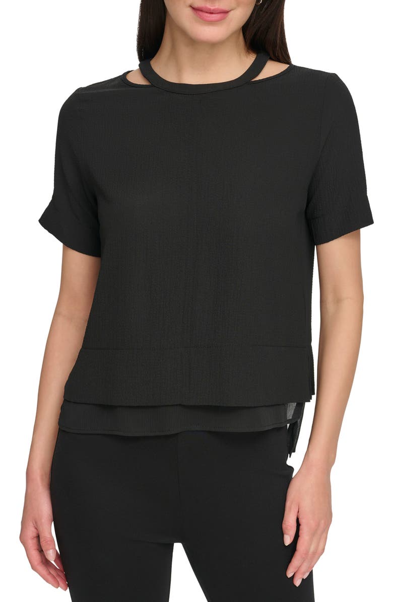 DKNY Shoulder Cutout Top, Main, color, 
