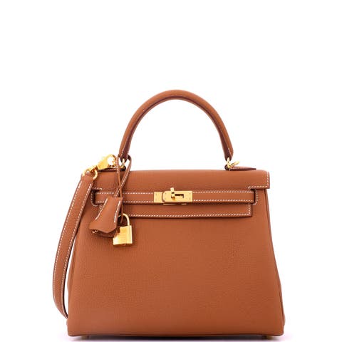 Kelly Handbag Brown Togo with Gold Hardware 25