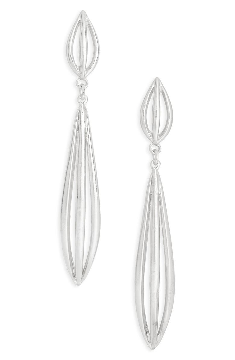Karine Sultan Polished Elongated Oval Drop Earrings, Main, color, Silver