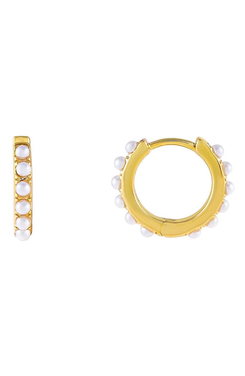 BY ADINA EDEN Adina's Jewels Thin Mother-of-Pearl Huggie Hoop Earrings, Main, color, 