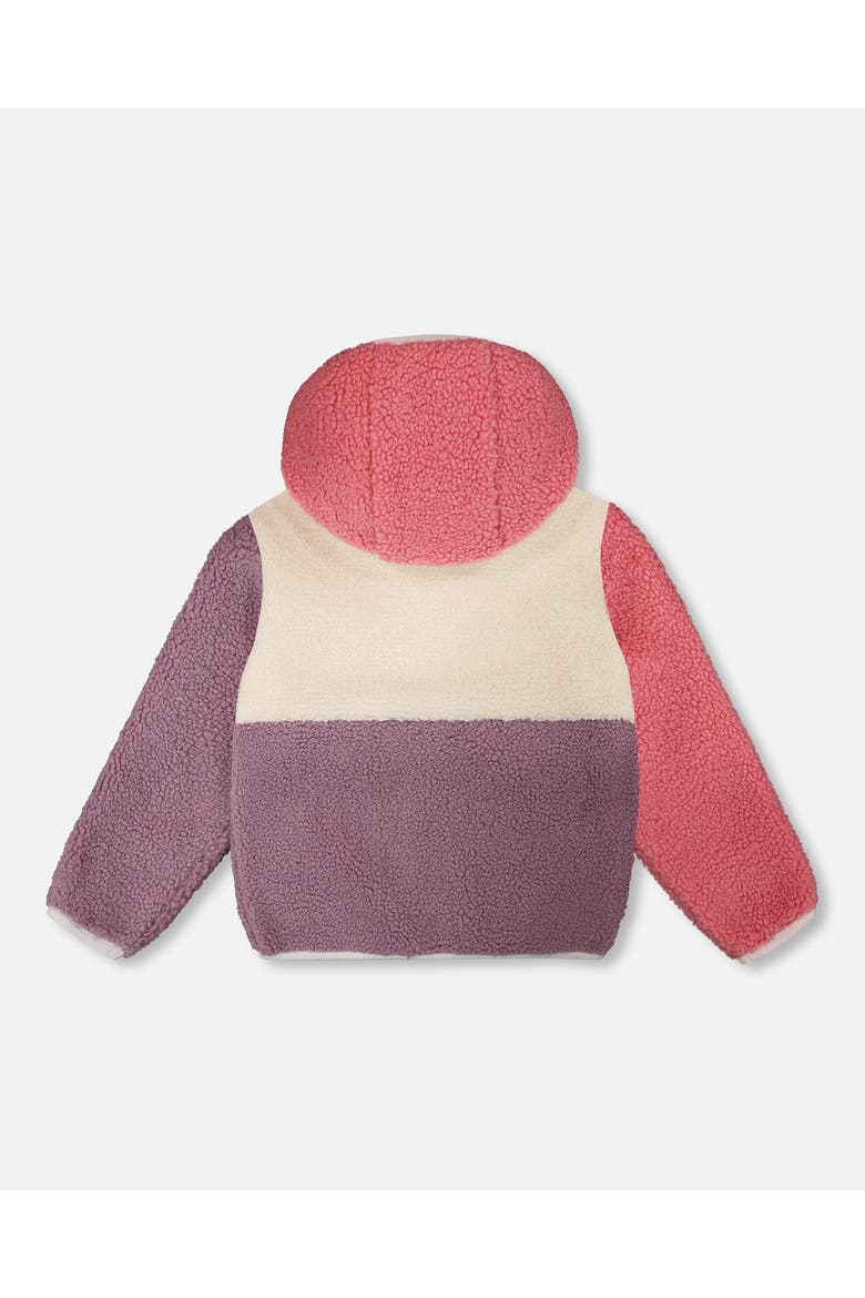 Girl Long Sleeve Fleece Jacket, Alternate, color, Lilac Colorblock