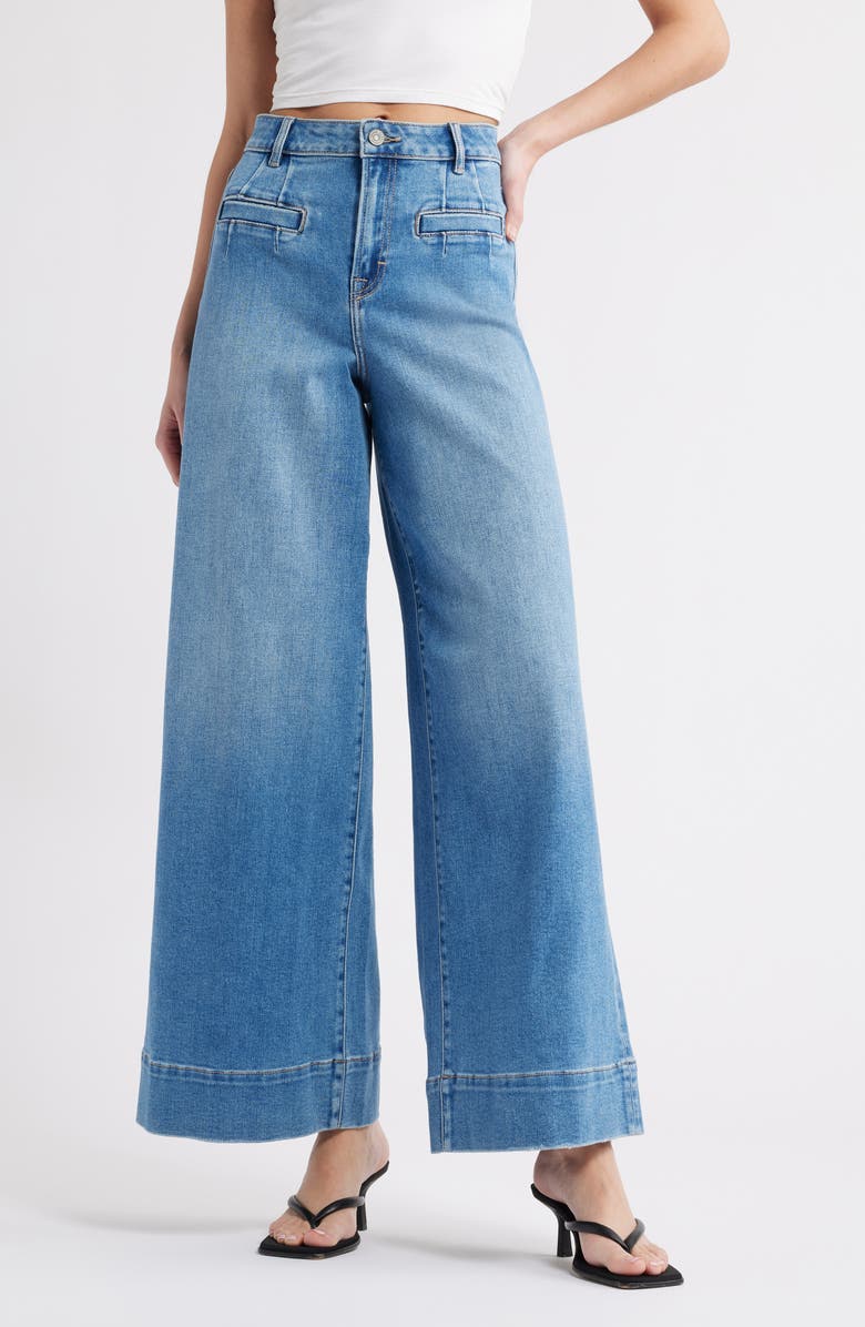 HIDDEN JEANS Welt Pocket Wide Leg Jeans, Main, color, Medium Wash