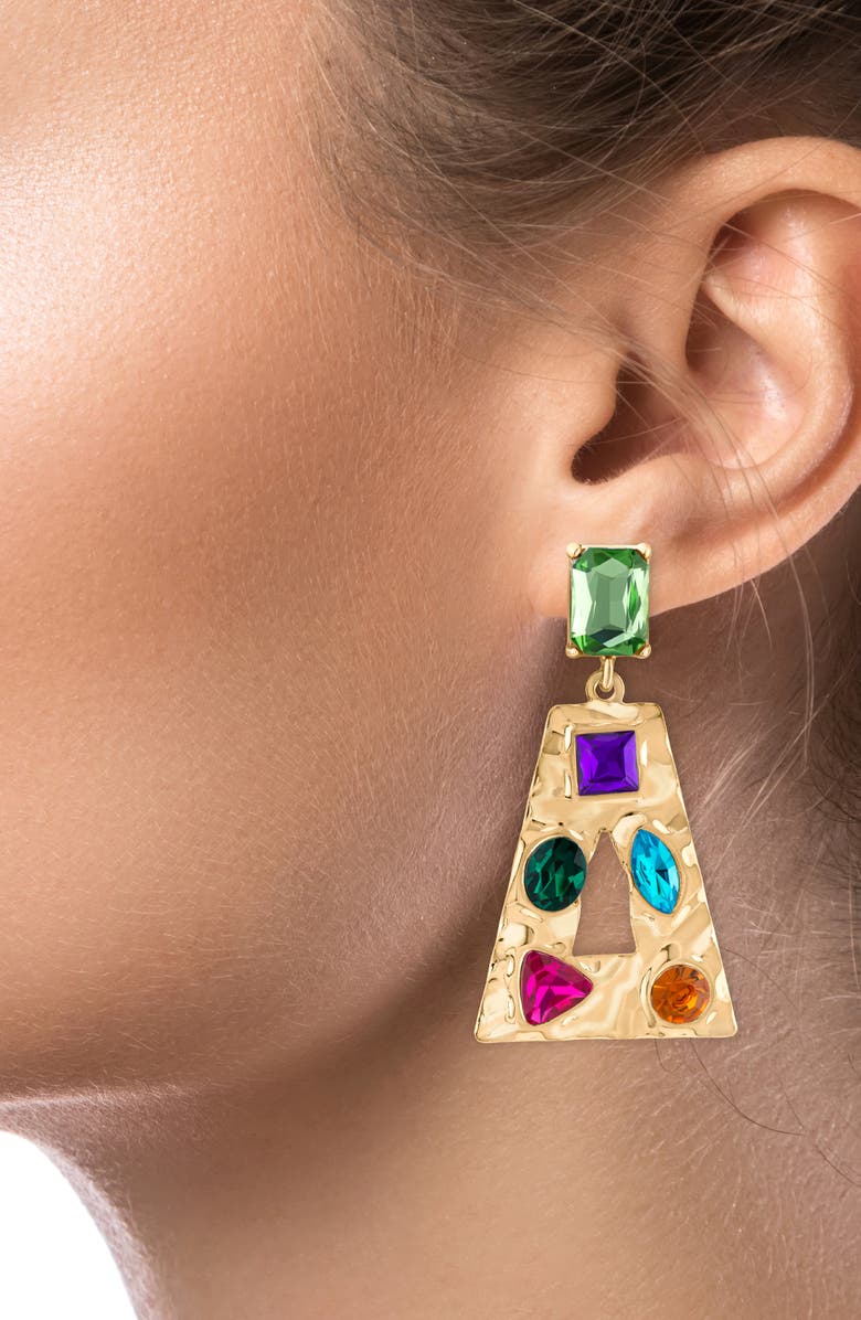 JARDIN Geometric Crystal Drop Earrings, Alternate, color, Multi/ Gold