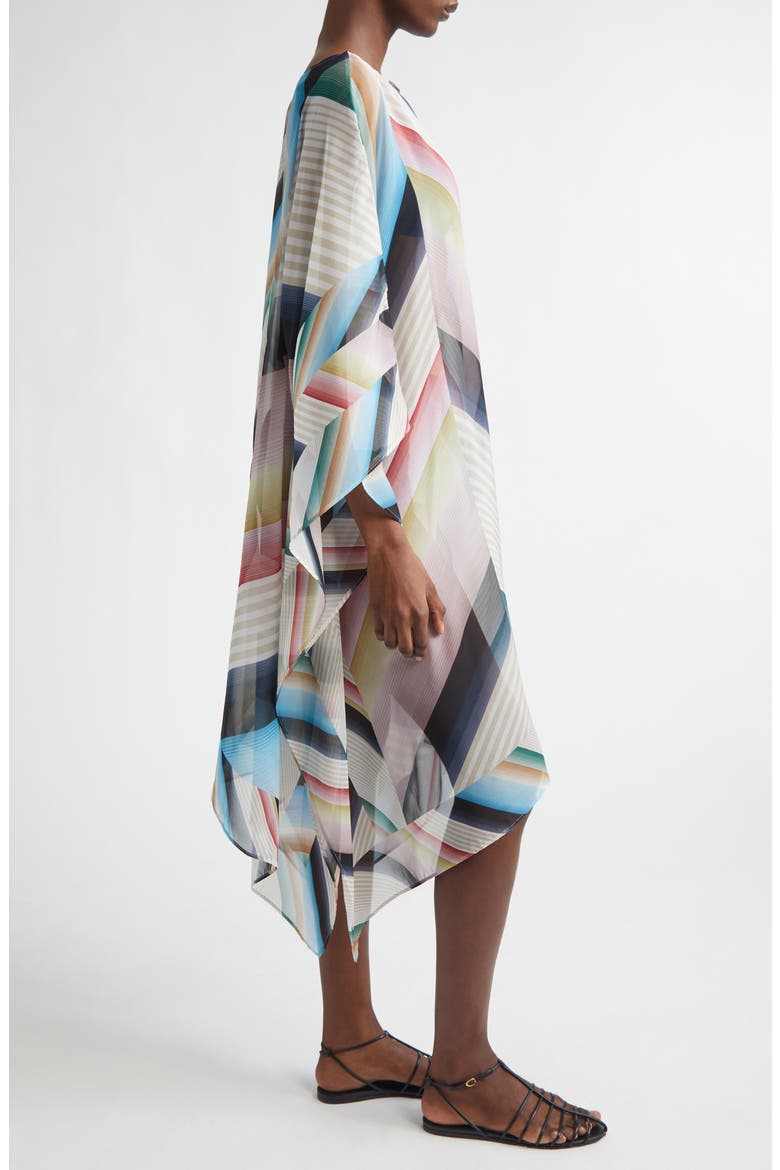 Chevron Print Silk Poncho, Alternate, color, 0001 BLUE MULTI