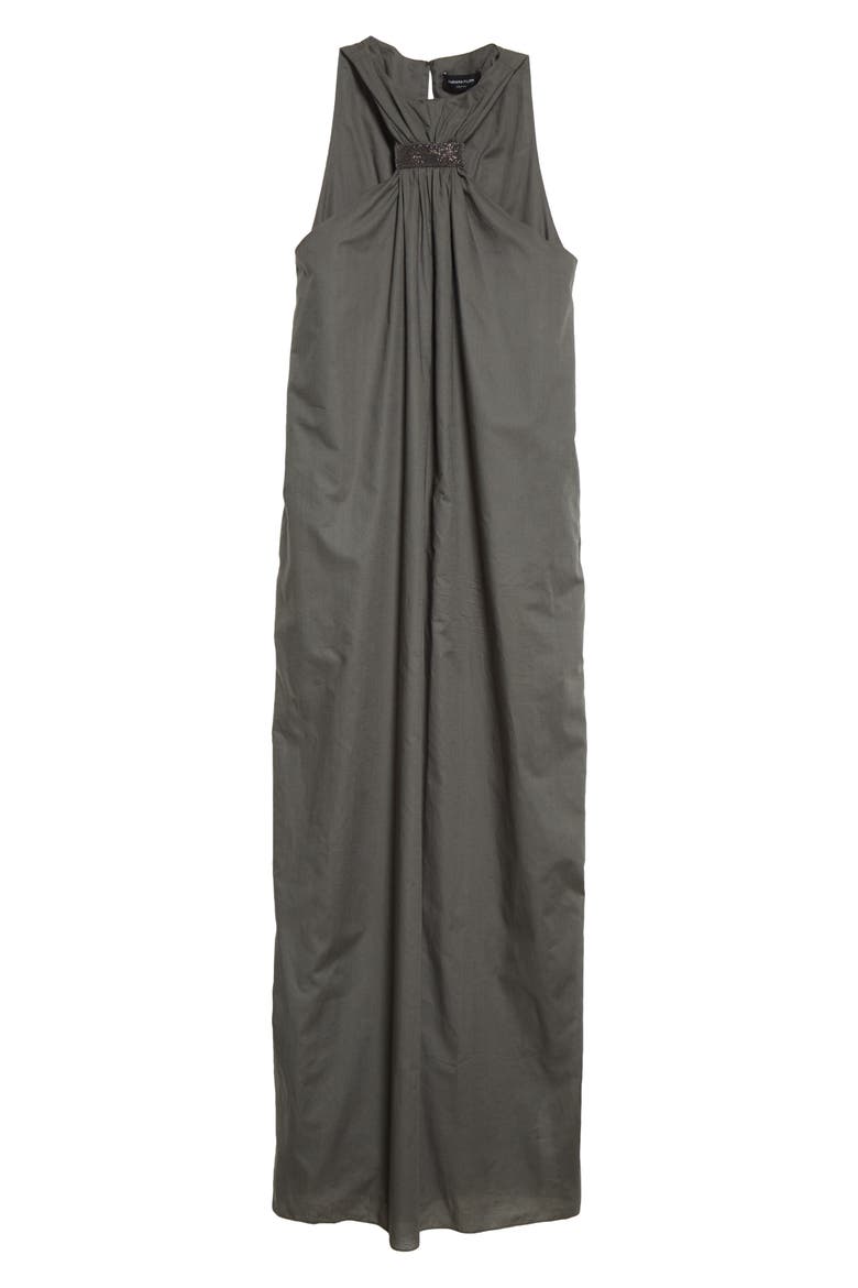 Beaded Halter Neck Cotton Blend Maxi Dress, Alternate, color, ABETE