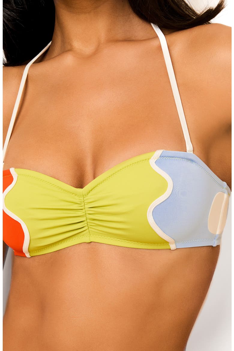 The Teagan Abstract Print Halter Bikini Top, Alternate, color, FLORAL COLOR BLOCK
