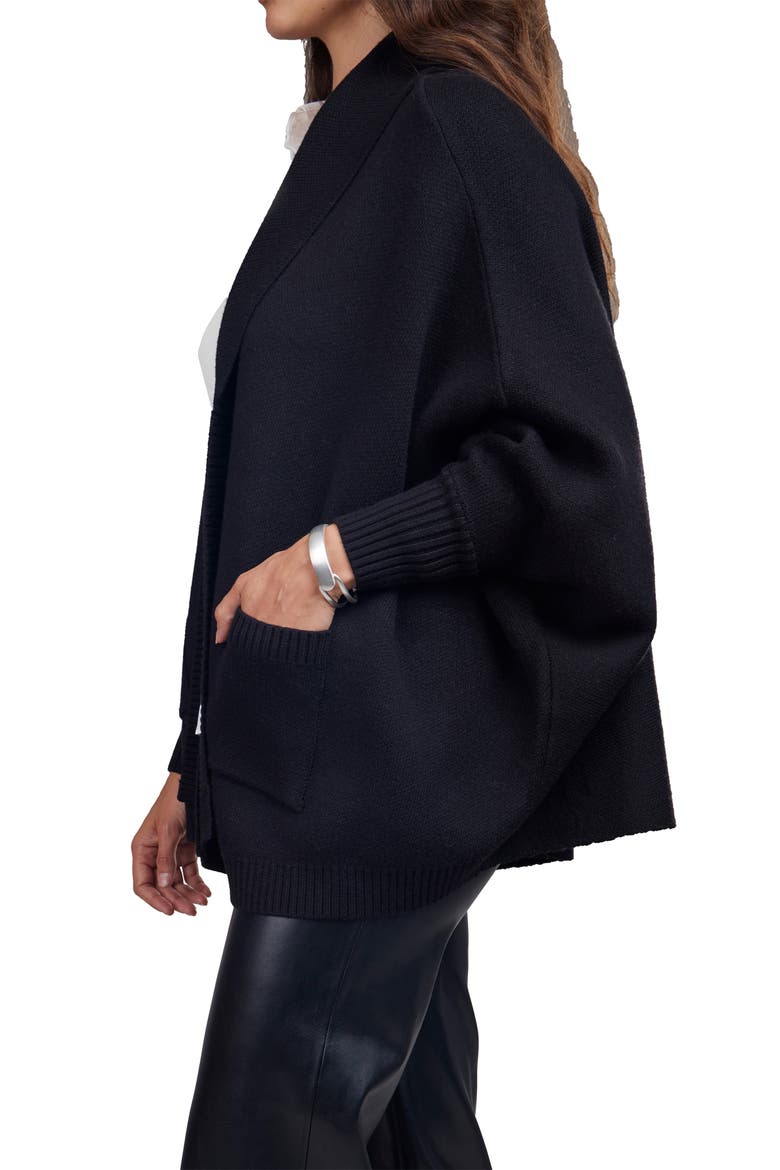 Shawl Rib Knit Cardigan, Alternate, color, BLACK