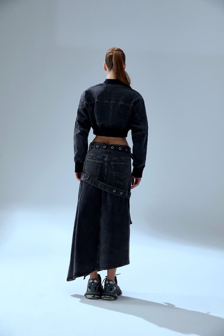 Your *Itch Colorblocked Denim Skirt, Alternate, color, BLACK