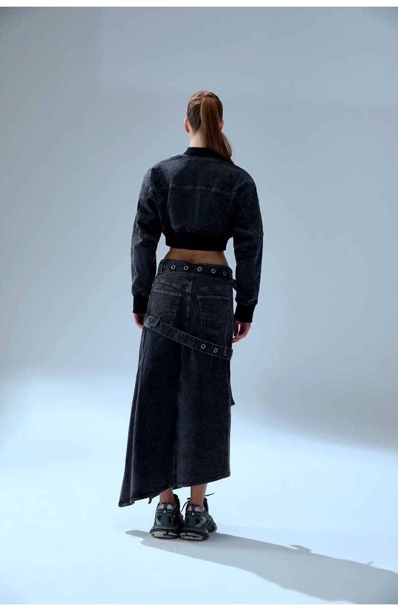 PCFG Your *Itch Colorblocked Denim Skirt, Alternate, color, Black