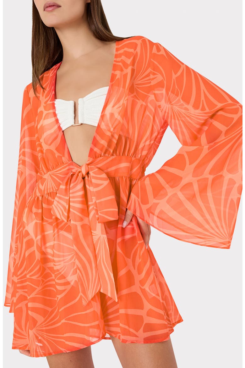 Jessie Abstract Kai Print Chiffon Cover-Up, Alternate, color, ORANGE MULTI