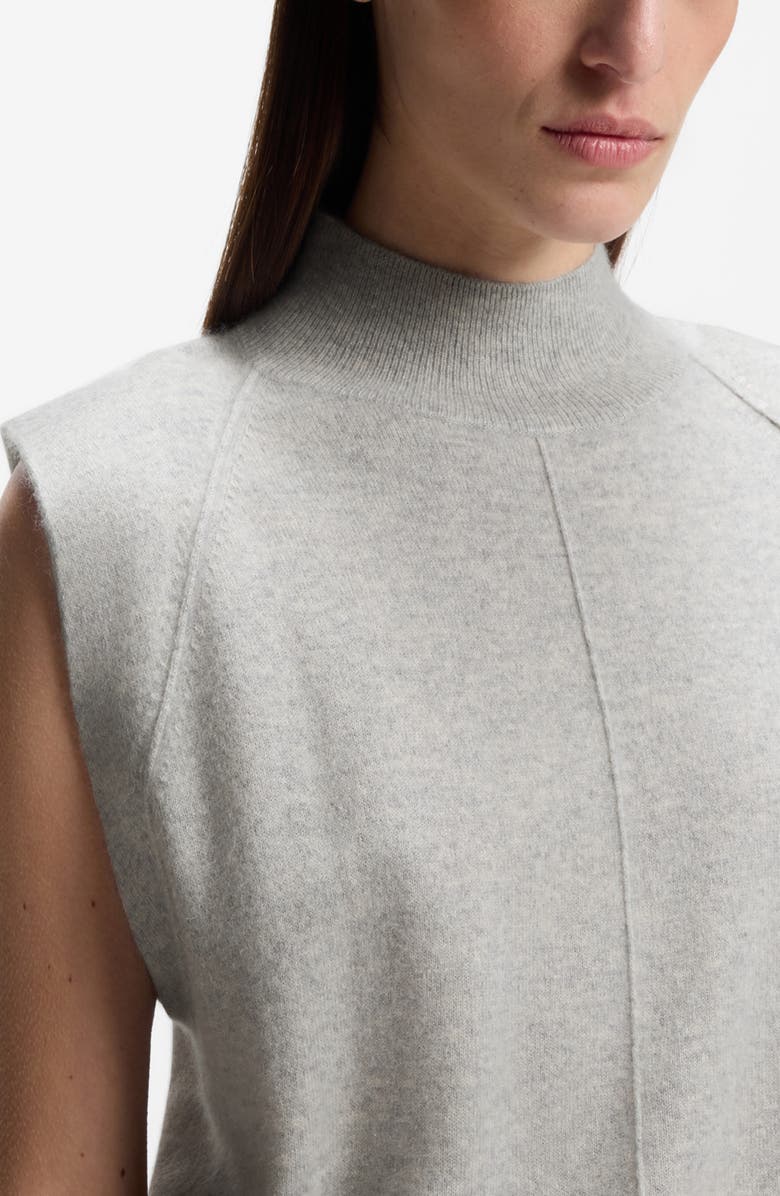 BOSS Futrani Cashmere Mock Neck Sleeveless Sweater, Alternate, color, Pebble Melange