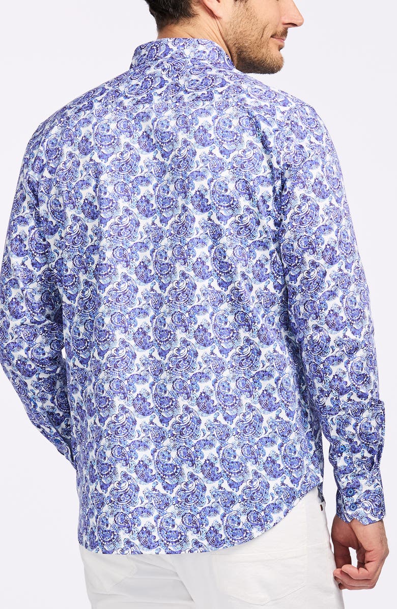 Robert Graham Dorval Cotton Button-Up Shirt, Alternate, color, Blue