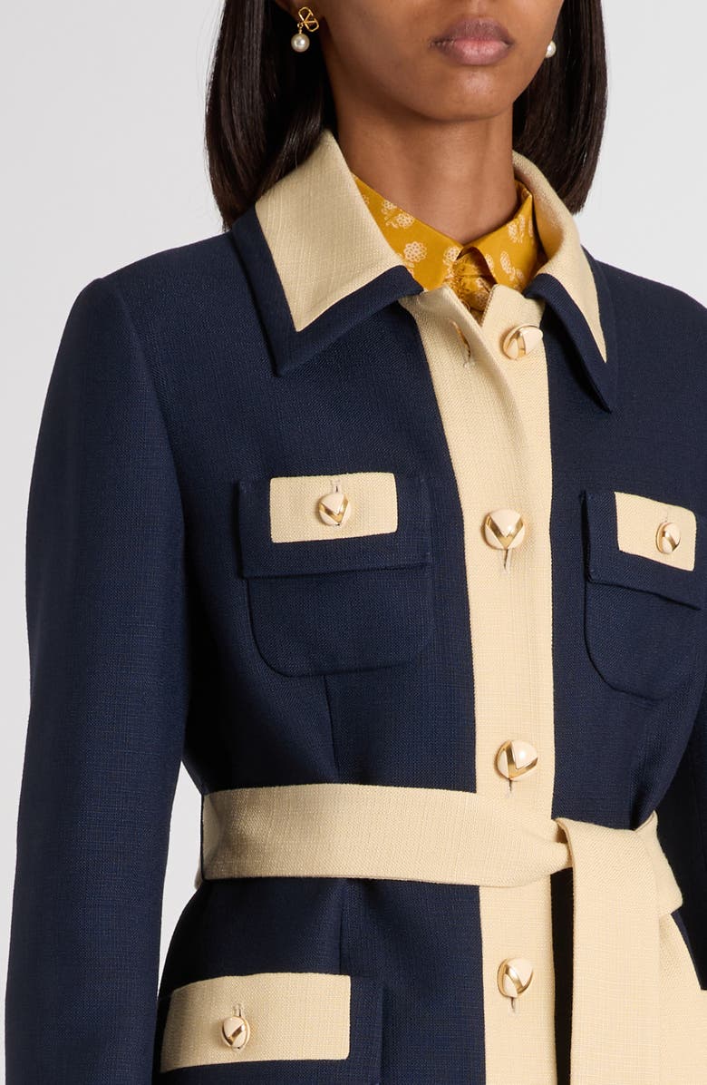 Valentino Garavani Caban Belted Jacket, Alternate, color, Brown/ Blue