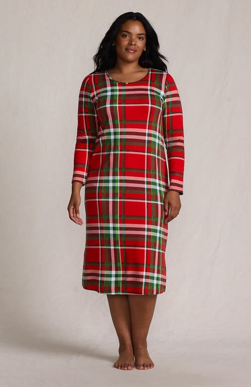 Lands' End Cotton Long Sleeve Midcalf Nightgown In Multi