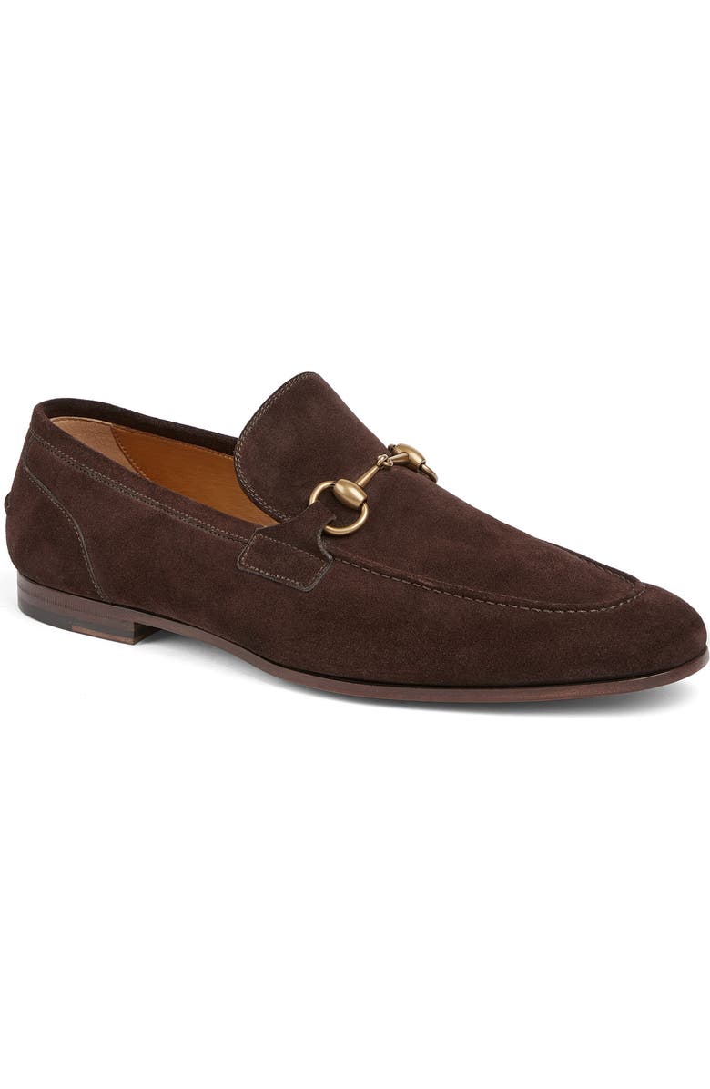 Gucci Jordaan Horsebit Suede Loafer, Main, color, Cocoa
