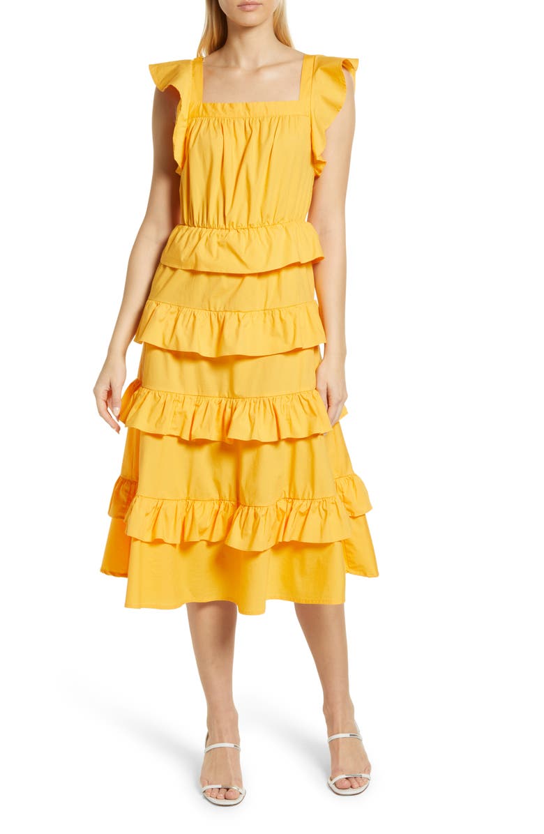 Rachel Parcell Tiered Ruffle Midi Dress, Main, color,