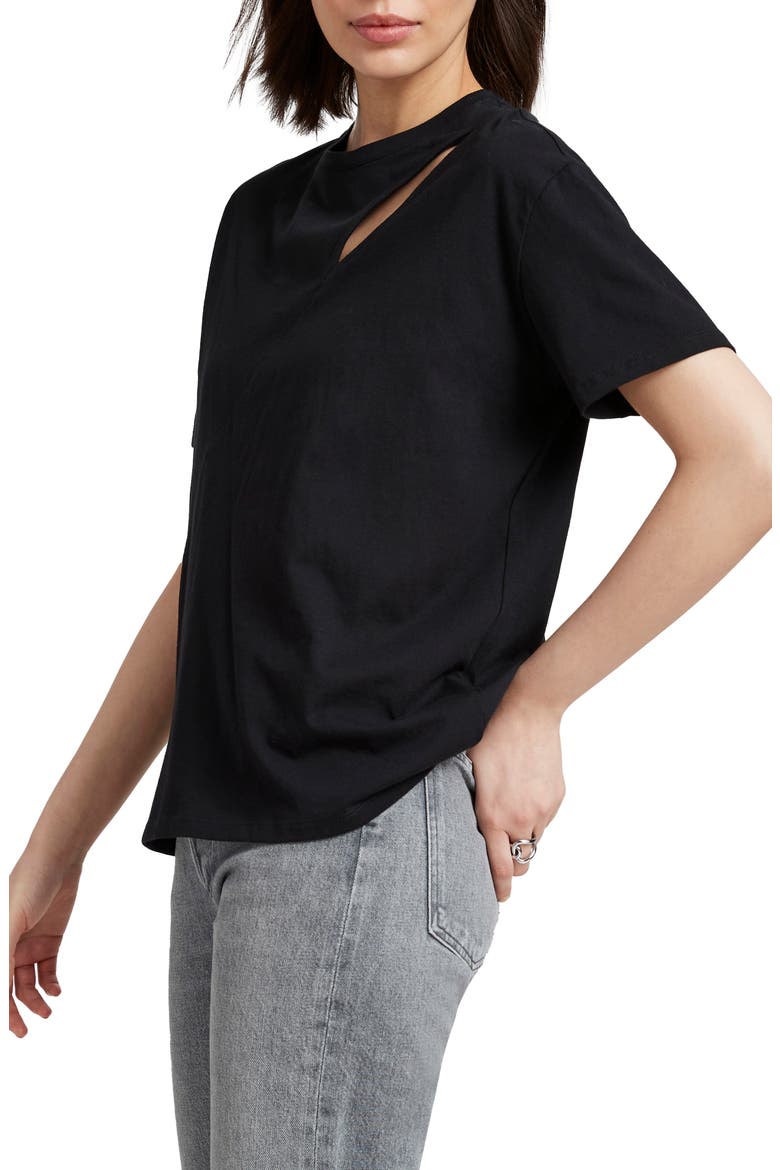 Leonie Cutout Organic Cotton Top, Alternate, color, BLACK